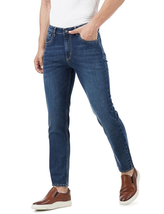 inkd جينز رجالي ضيق - متوسط الارتفاع | مزيج القطن | غرزة التباين | قماش قابل للتمدد | تصميم كلاسيك 5 بوكت - Image 5